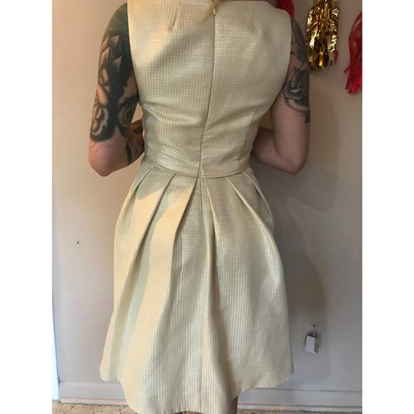 Shoshanna Liana Metallic Gold White Fit&Flare Dress size 6 - Picture 2 of 13